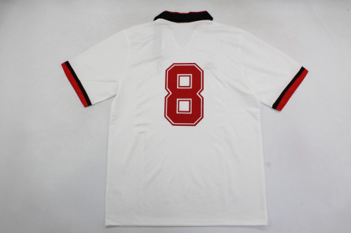Retro Jersey 1989-1990 AC Milan 8 Away White Vintage Soccer Jersey