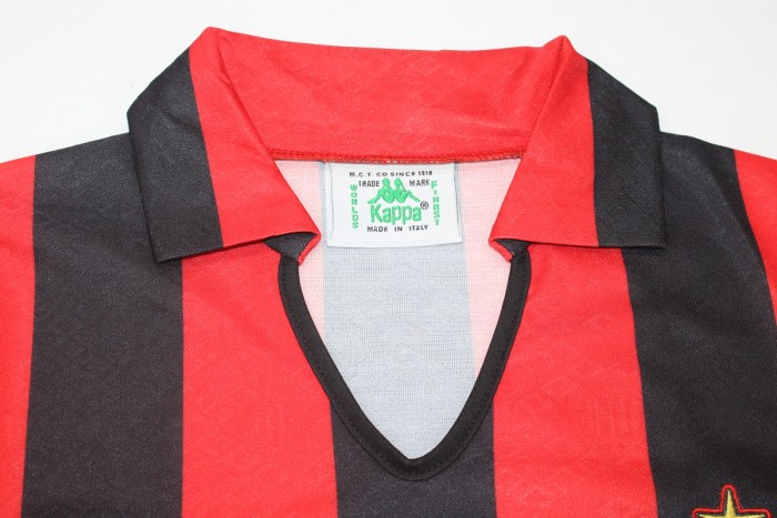 Long Sleeve Retro AC Maillot 1989-1990 AC Milan Home Vintage Soccer Jersey