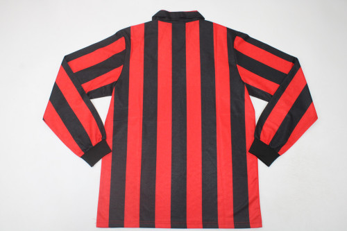 Long Sleeve Retro AC Maillot 1989-1990 AC Milan Home Vintage Soccer Jersey