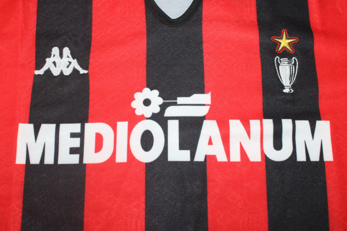 Long Sleeve Retro AC Maillot 1989-1990 AC Milan Home Vintage Soccer Jersey