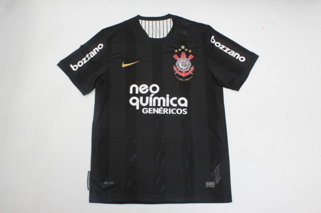 Retro Camisetas de Futbol 2010-2011 Corinthians Away Black Vintage Soccer Jersey