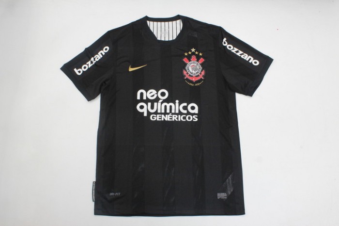 Retro Camisetas de Futbol 2010-2011 Corinthians Away Black Vintage Soccer Jersey