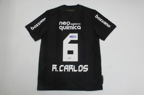 Retro Camisetas de Futbol 2010-2011 Corinthians R.CARLOS 6 Away Black Vintage Soccer Jersey