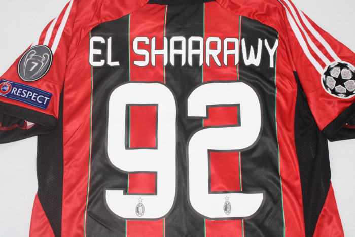 with UCL Patch Retro Jersey 2012-2013 AC Milan 92 EL SHAARAWY Home Soccer Jersey Vintage Football Shirt