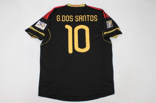 with Patch Retro Shirt 2011-2012 Mexico G.DOS SANTOS 10 Away Black Soccer Jersey Vintage Football Shirt