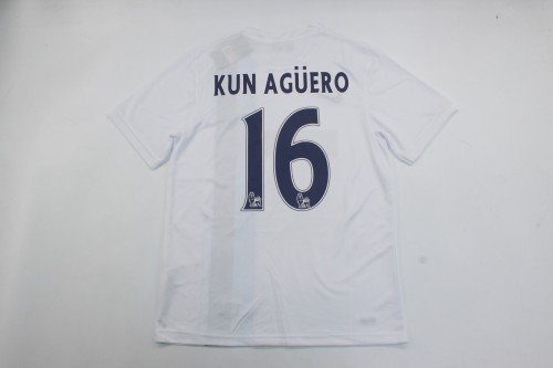 Retro Jersey 2013-2014 Manchester City KUN AGUERO 16 Away White Soccer Jersey Vintage Man City Football Shirt