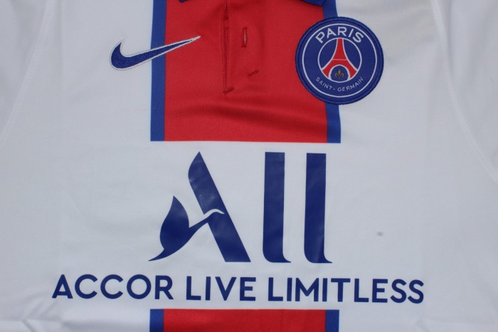 Retro Jersey 2020-2021 PSG Away White Soccer Jersey Vintage Paris Football Maillot