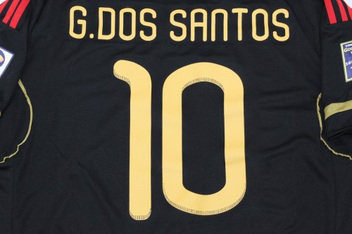 with Patch Retro Shirt 2011-2012 Mexico G.DOS SANTOS 10 Away Black Soccer Jersey Vintage Football Shirt