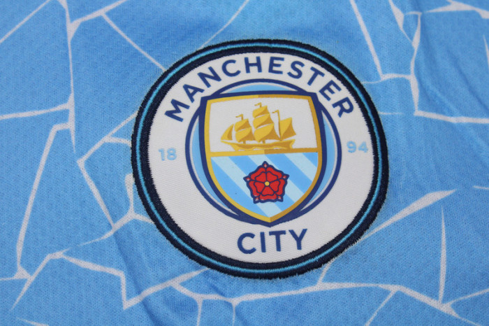 Retro Man City Shirt 2020-2021 Manchester City Home Soccer Jersey Vintage Football Shirt