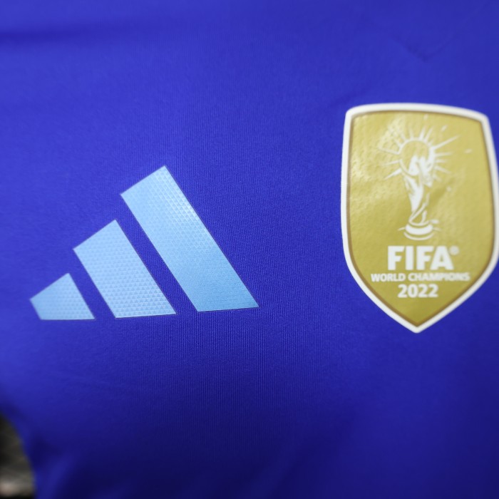 with FIFA World Champions 2022 Patch Player Version Argentina 2024 Away Blue Soccer Jersey Camisetas de Futbol