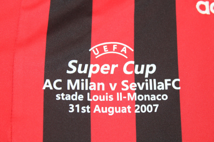 with Front Lettering+Super Cup Patch Retro Jersey 2007-2008 AC Milan Home Vintage Soccer Jersey
