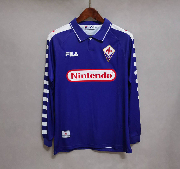 Long Sleeve Retro Jersey 1998-1999 Fiorentina BATISTUTA 9 Home Purple Soccer Jersey