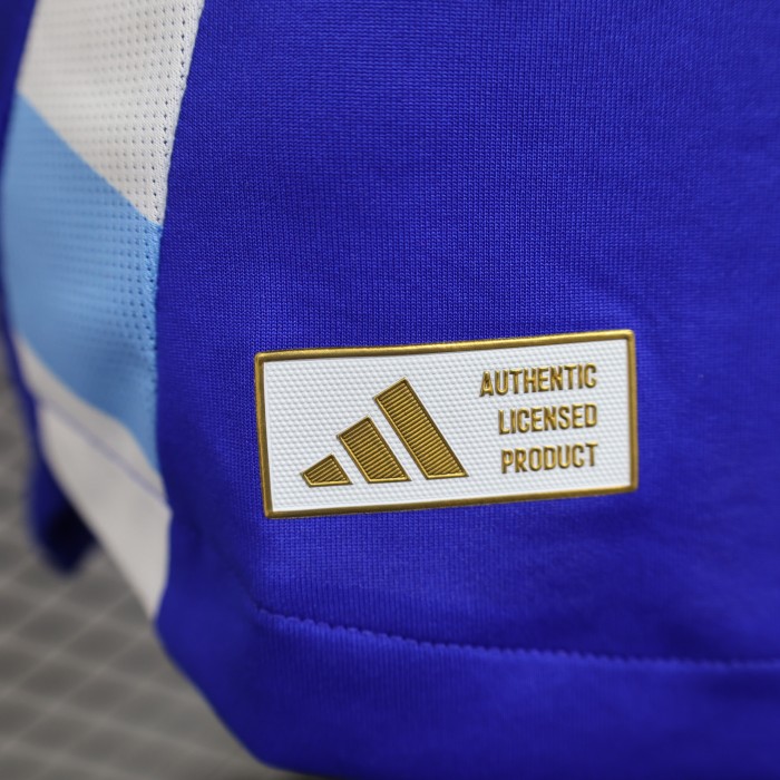 with FIFA World Champions 2022 Patch Player Version Argentina 2024 Away Blue Soccer Jersey Camisetas de Futbol