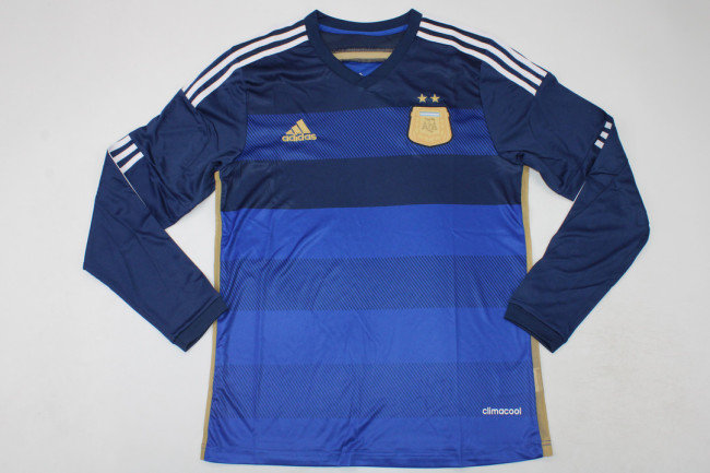 Long Sleeve Retro Jersey 2014 Argentina Home LS Soccer Jersey Vintage Football Shirt