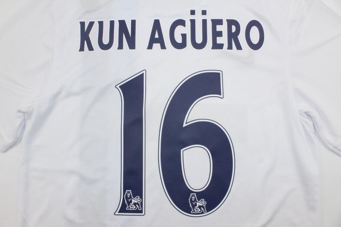 Retro Jersey 2013-2014 Manchester City KUN AGUERO 16 Away White Soccer Jersey Vintage Man City Football Shirt