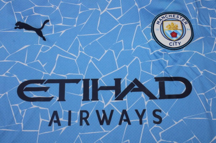 Retro Man City Shirt 2020-2021 Manchester City Home Soccer Jersey Vintage Football Shirt