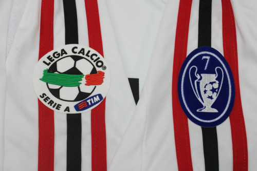 with Serie A+Trophy 7 Patch Retro Jersey 2007-2008 AC Milan Away White Soccer Jersey Vintage Football Shirt