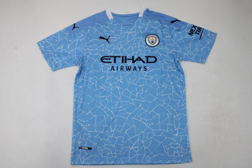 Retro Man City Shirt 2020-2021 Manchester City Home Soccer Jersey Vintage Football Shirt