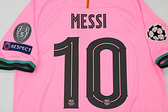 with UCL Patch Retro Jersey 2020-2021 Barcelona MESSI 10 Third Away Pink Soccer Jersey Vintage Football Shirt