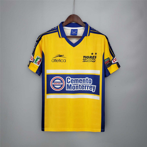 Retro Jersey 1999-2000 Tigres UANL Home Yellow Soccer Jersey Vintage Football Shirt