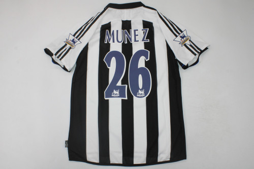 with EPL Patch Retro Jersey 2003-2005 Newcastle United MUNEZ 26 Home Soccer Jersey Vintage Football Shirt
