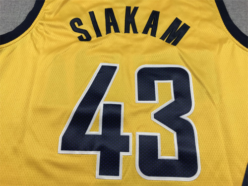 Indiana Pacers 43 SIAKAM Yellow NBA Shirt Basketball Jersey