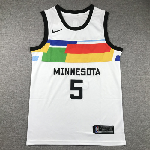 2023 City Edition Minnesota Timberwolves 5 EDWARDS White NBA Jersey Basketball Shirt