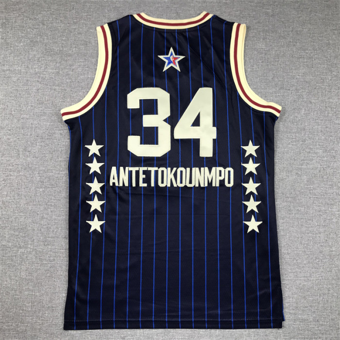 Youth NBA All Stars 34 ANTETOKOUNMPO Basketball Shirt Blue Kids NBA Jersey