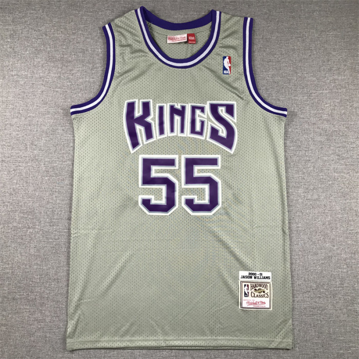 Mitchell&Ness 2000-01 Sacramento Kings 55 JASON WILLIAMS Grey NBA Jersey Basketball Shirt