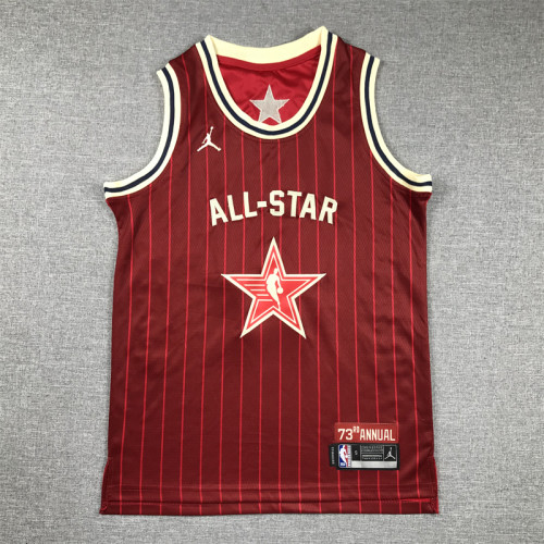 Youth NBA All Stars 77 DONCIC Basketball Shirt Red Kids NBA Jersey