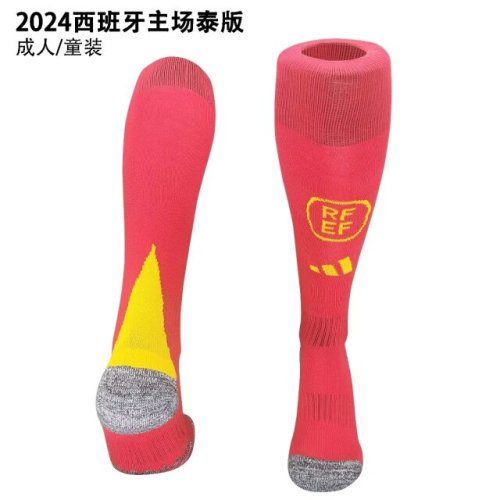 Youth/Adult Spain 2024 Home Soccer Socks España Red Football Socks