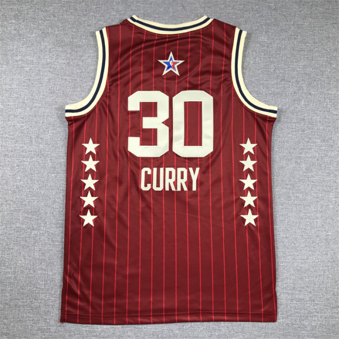Youth NBA All Stars 30 CURRY Basketball Shirt Red Kids NBA Jersey