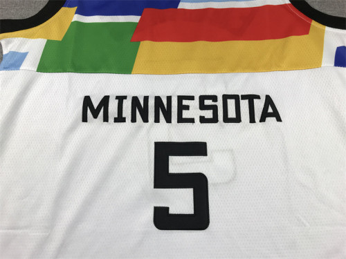 2023 City Edition Minnesota Timberwolves 5 EDWARDS White NBA Jersey Basketball Shirt