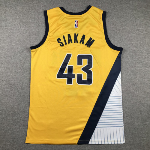 Indiana Pacers 43 SIAKAM Yellow NBA Shirt Basketball Jersey