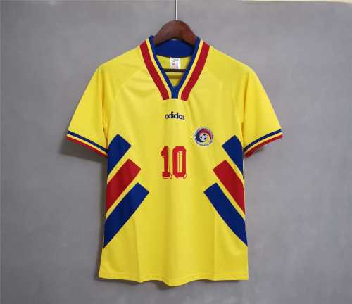 Retro Jersey 1994 Romania HAGI 10 Home Yellow Soccer Jersey Vintage Football Shirt