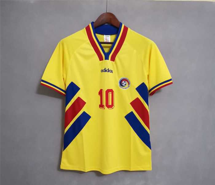 Retro Jersey 1994 Romania HAGI 10 Home Yellow Soccer Jersey Vintage Football Shirt