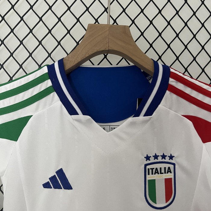 Youth Uniform Kids Kit 2024 Italy Away White Soccer Jersey Child Football Set