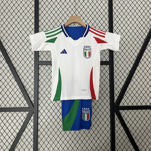 Youth Uniform Kids Kit 2024 Italy Away White Soccer Jersey Child Football Set