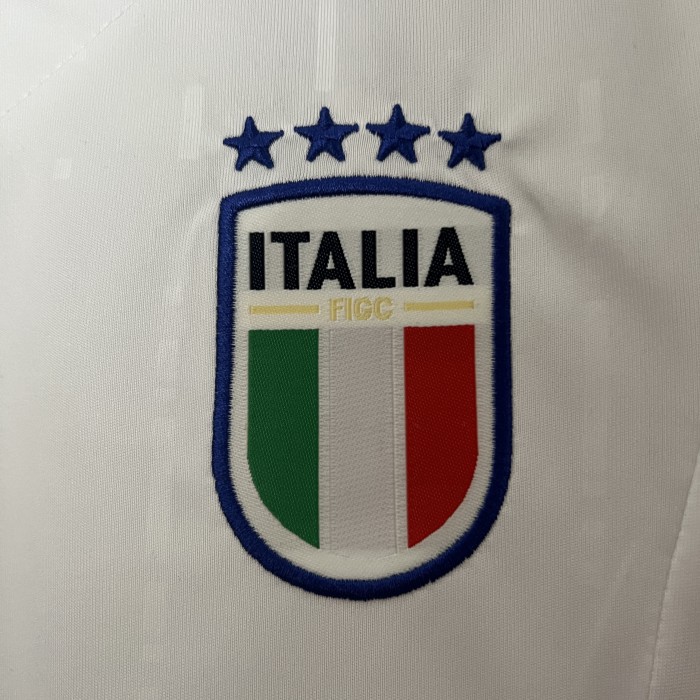 Youth Uniform Kids Kit 2024 Italy Away White Soccer Jersey Child Football Set