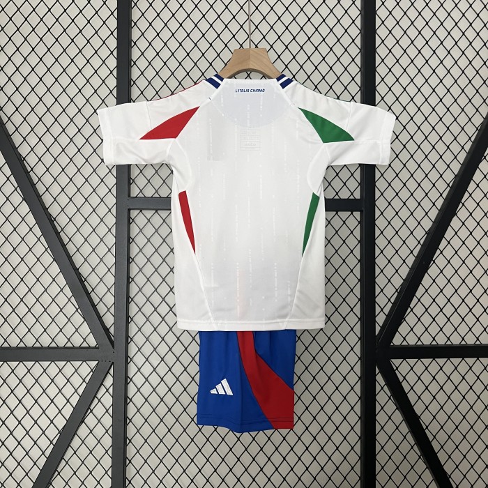 Youth Uniform Kids Kit 2024 Italy Away White Soccer Jersey Child Football Set