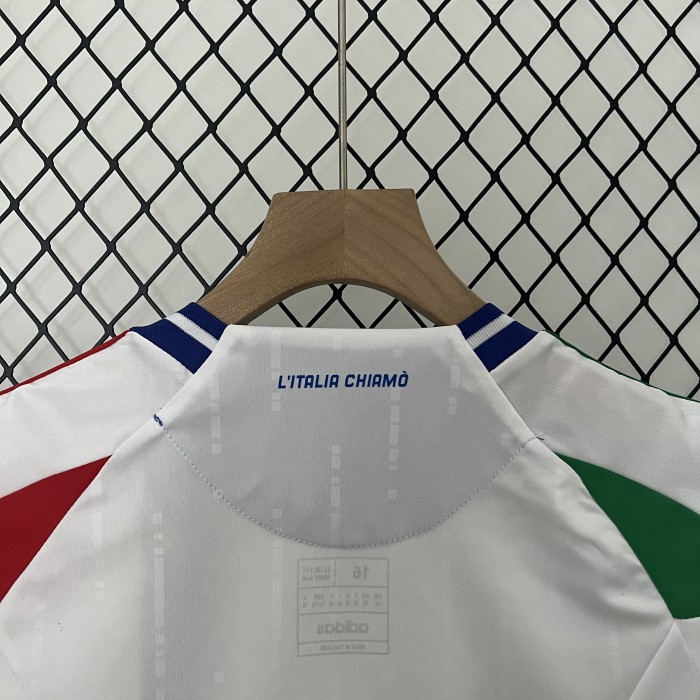Youth Uniform Kids Kit 2024 Italy Away White Soccer Jersey Child Football Set