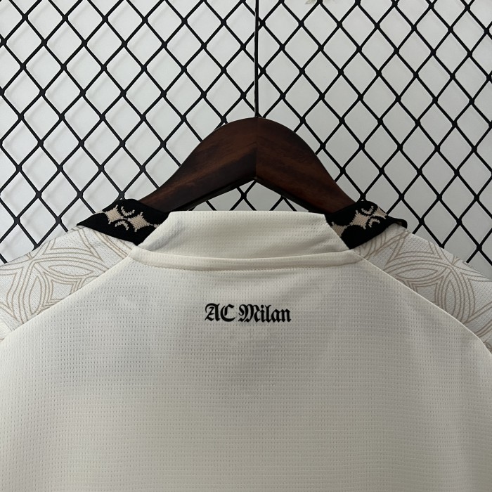 Fan Version 2023-2024 AC Milan Fourth Away Off-white Soccer Jersey AC Futbol Shirt