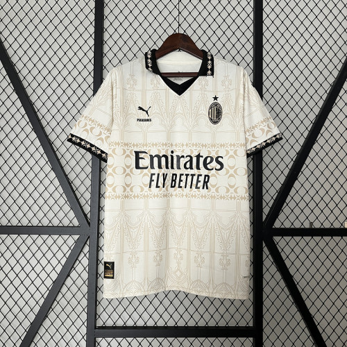 Fan Version 2023-2024 AC Milan Fourth Away Off-white Soccer Jersey AC Futbol Shirt