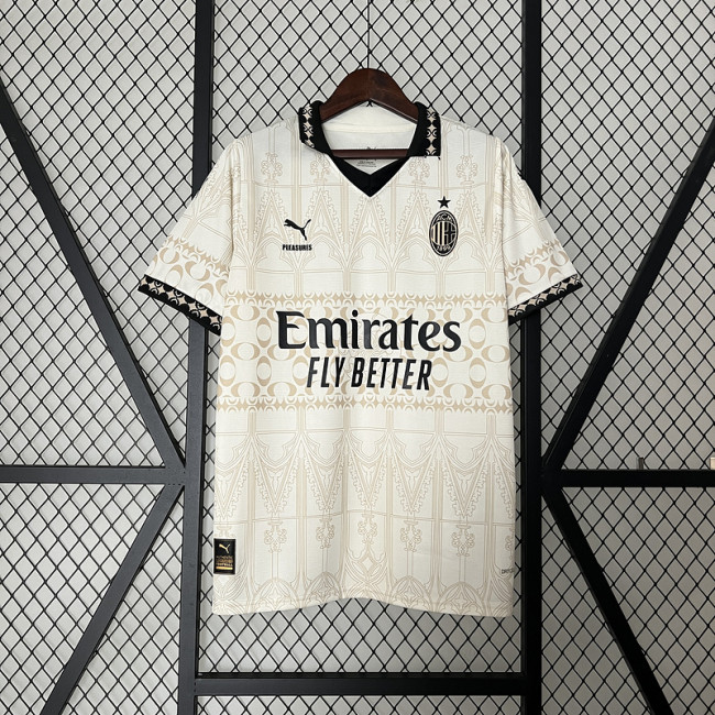 Fan Version 2023-2024 AC Milan Fourth Away Off-white Soccer Jersey AC Futbol Shirt