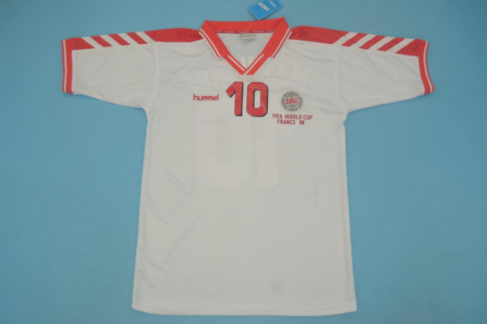 with Front Lettering Retro Jersey Denmark 1998 Away Soccer Jersey Vintage Football Shirt