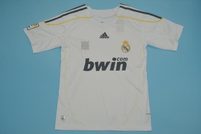 with LFP Patch Retro Jersey 2009-2010 Real Madrid RONALDO 9 Home Soccer Jersey Vintage Real Football Shirt