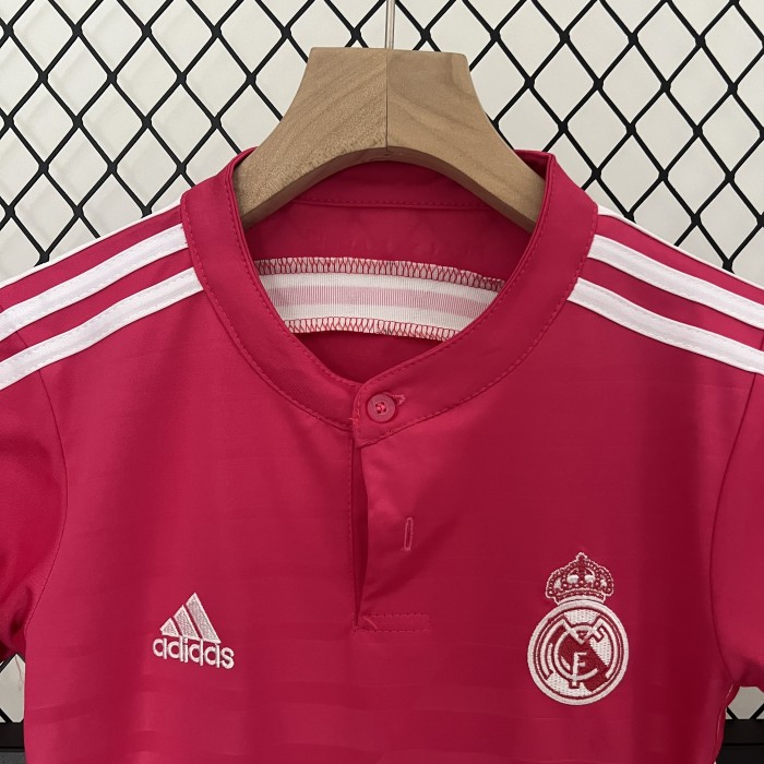 Retro Youth Uniform 2014-2015 Real Madrid Away Pink Soccer Jersey Shorts Vintage Child Football Kit