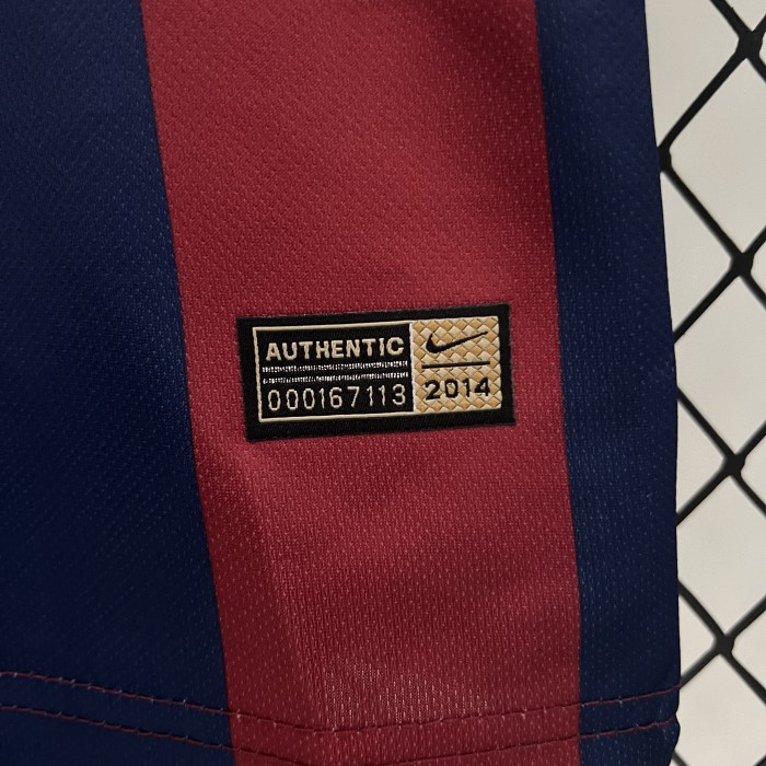 Retro Youth Uniform 2014-2015 Barcelona Home Soccer Jersey Shorts Vintage Child Football Kit