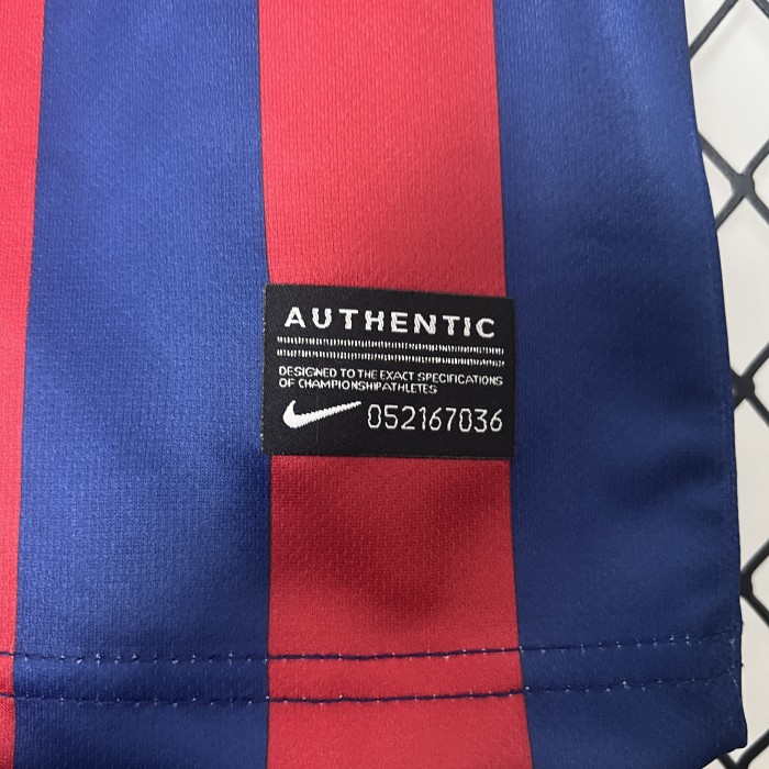 Retro Youth Uniform 2013-2014 Barcelona Home Soccer Jersey Shorts Vintage Child Football Kit