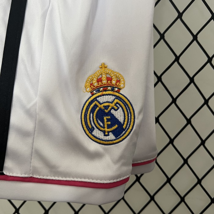 Retro Youth Uniform Kids Kit 2014-2015 Real Madrid Home Soccer Jersey Shorts Vintage Child Football Set
